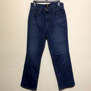 Lee Jeans 14M Stretchy Medium to Dark Wash High Rise Straight LOGO
